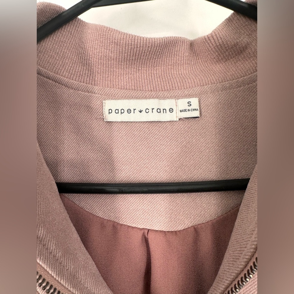 Paper Crane Zip Front Tri-Color Bomber Jacket - Picture 4 of 5